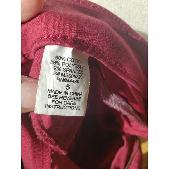 Tinsel Town Denim Couture Pants Teens Sz 5 Red Berry Jeans Skinny Tapered Cotton - Picture 11 of 14